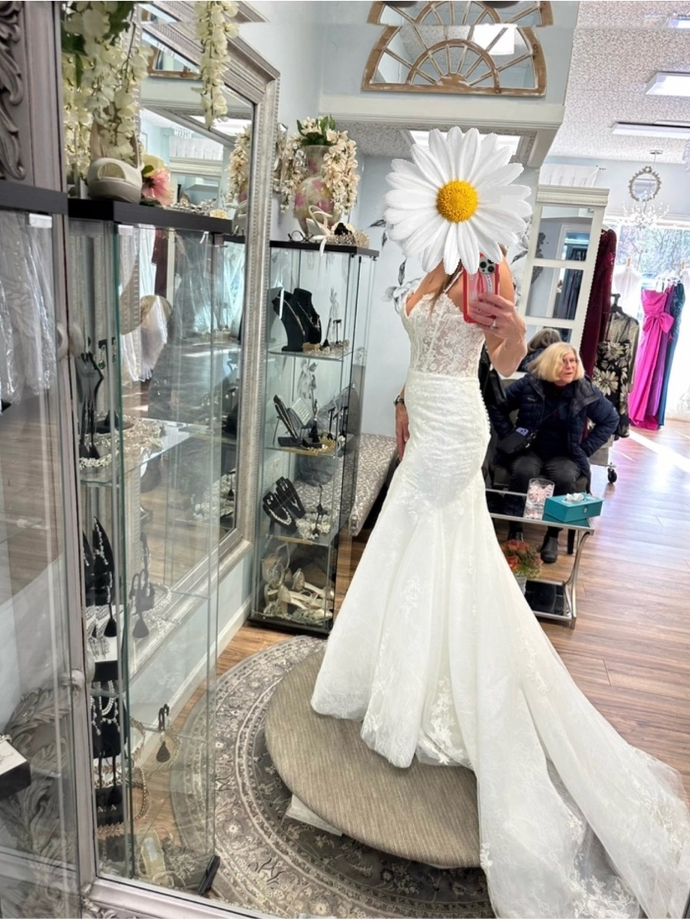 Sincerity by Justin Alexander Lace Fit-and-Flare trumpet White Wedding Gown 10